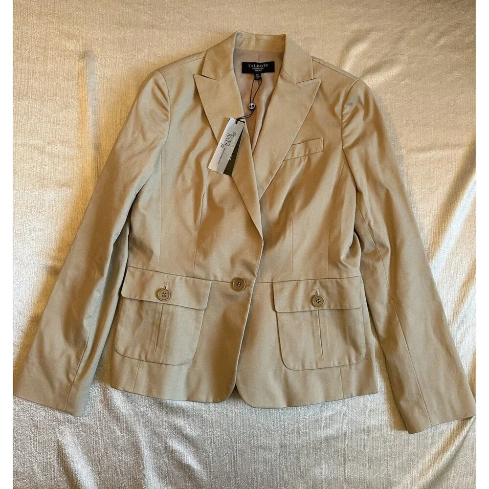NWT Talbots Khaki Brown All Season Blazer Jacket The Kate Fit Curvy Sz 6P